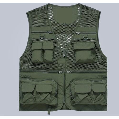 Mens Summer Multipockets Vest Jackets Breathable Mesh Functional Waistcoat Hiking Fishing Tactical Cargo Vests Chaleco Tactico