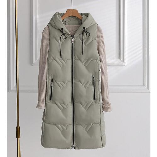 Waistcoat Female Sleeveless Long Vest Jacket Slim Fit Warm Parkas Coat Autumn Winter Cotton Coats Vest Thick Ladies Casual e239