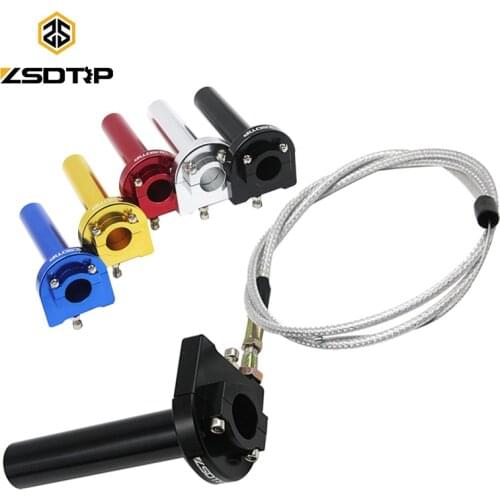 ZSDTRP Motocross CNC Aluminum Throttle Grip + Throttle Cable 22mm Quick Twister Motorcycle Modified Spare Parts