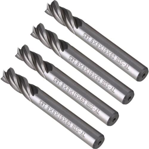 1Pcs 8*8mm HSS CNC Straight Shank 4 Flute End Mill Milling Cutter Metal Drill Bits Cutting Tools SA833 P0.11