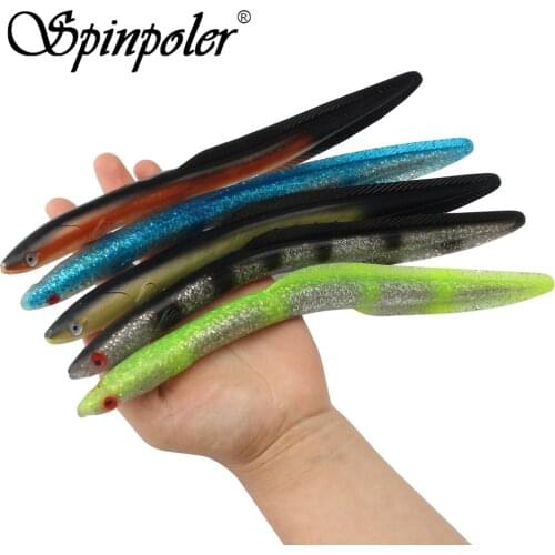 Spinpoler 3D Eyes Loach Eel Soft Lure 1PC 29.5cm 57g Soft Plastic Bass Baits Simulation Artificial Big Eel Fishing Lure