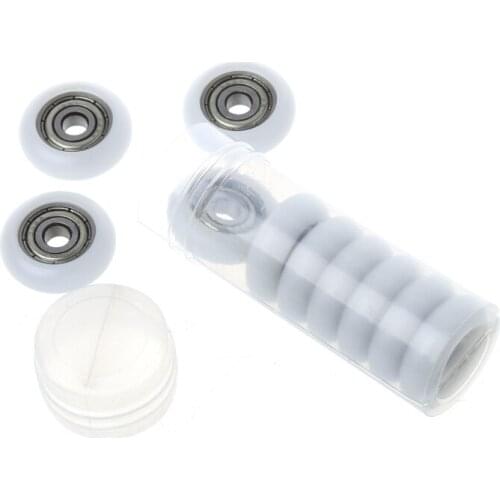 10 Pcs 5x23x7.3mm Nylon Plastic Carbon Steel Bearings Pulley Wheels Embedded Groove