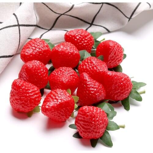 12PCS Artificial Strawberry Realistic Fake Strawberry Fake Fruit Photo Prop Kitchen Restaurant Decoration