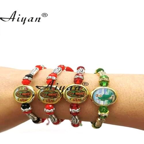 12 Pieces Religion Virgin Mary The Father Hand-Woven Bracelet With Picture Drop The Oil Worn By As Gifts Or Prayer