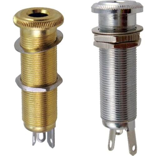 2 Pieces Threaded Cylinder 6.35mm Jack Socket Plug Guitar Bass Part A+B Accs