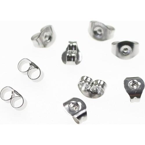 200pcs/lot Stainless Steel Earrings Back 4.5x6mm Hypoallergenic Steel Tone Women Ear Nuts Stopper DIY Earring Jewelry Finding