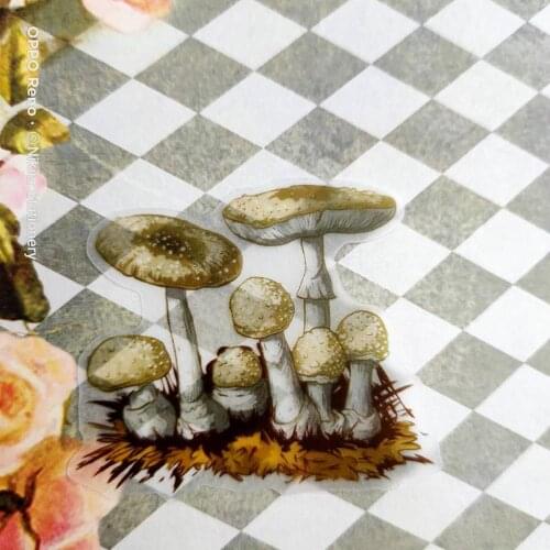 21PCS Vintage Mushroom Illustrated Sulfuric Acid Deco Sticker Journal Diy Ablum Diary Scrapbooking Stickers Label Stationery