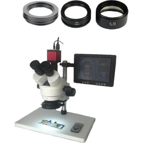 3.5X-90X industrial Trinocular Stereo Microscope+13MP HDMI VGA microscopio camera+144 LED lamp Lights+8" inch LCD IPS monitor