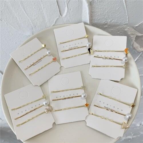 3Pc/Set Elegant Women Hairpins Pearl Star Moon Headwear Girl Hair clips For Hair Accessories