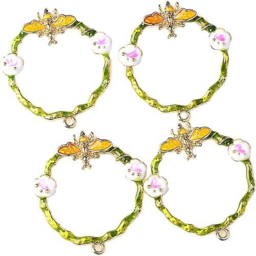 4 Pieces CUTE Alloy Enamel Round Colorful Jewelry Findings for DIY Crafts, Earrings Accessories (1.06 x 1.18 inch)