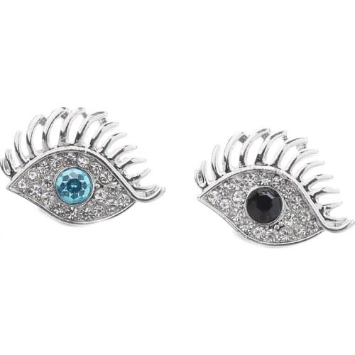 5pcs/lot New 18mm Snap Button Jewelry Rhinestone Crystal Eye Snap Buttons Fit Silver plated Snap Bracelet Bangles Jewelry