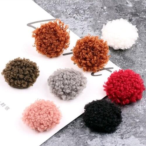 50pcs/lot color printing Imitation lamb hair decoration geometry rounds shape flatback Cloth buckle diy jewelry earring pendants