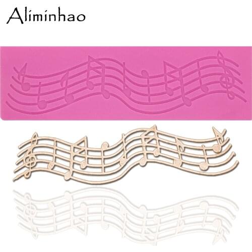 B0466 Note shape lace mat DIY Cake border Silicone mold chocolate fondant cake decorating tools Clay Molds