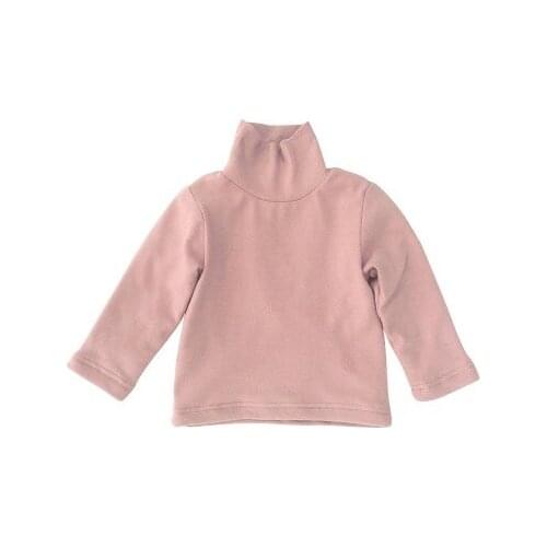 Baby T-shirts for Girls Boys Autumn Winter Long Sleeve T Shirt Kids Turtleneck Fleece Undershirt Cotton Soft Solid Pullover 1-5Y