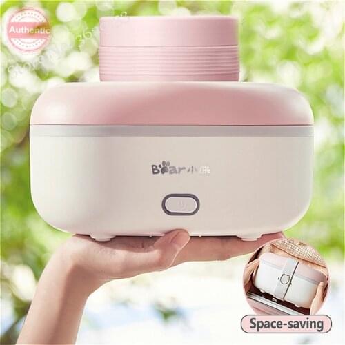 220V Electric Rice Cooker Multi Electric Lunch Heating Box Portable Mini Hot Pot with 2 Stainless Steel Inner Add EU/AU/UK Plug