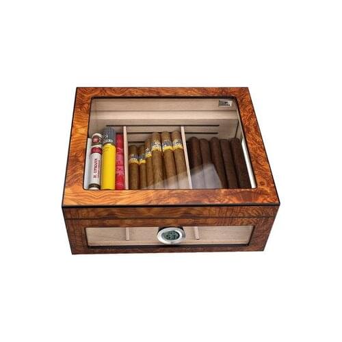 Humidor cigar humidor mellow cedar wood large-capacity transparent skylight sealed box