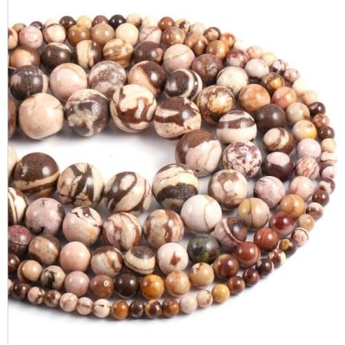 Natural Zebra Stone Rock 4/6/8/10/12mm Round Beads lot for Jewelry Making DIY Necklace Bracelet Matching beads 15"(38cm) Strand