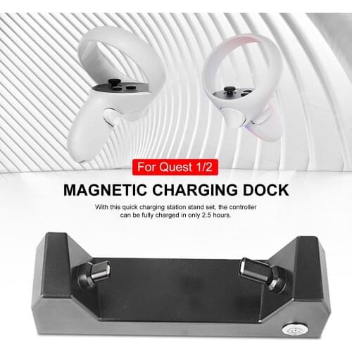 For Oculus Quest 1/2 Magnetic Charging Dock Holder Quick Charging Station Stand Set With 2 Rechargeable Batteries VR Accessories