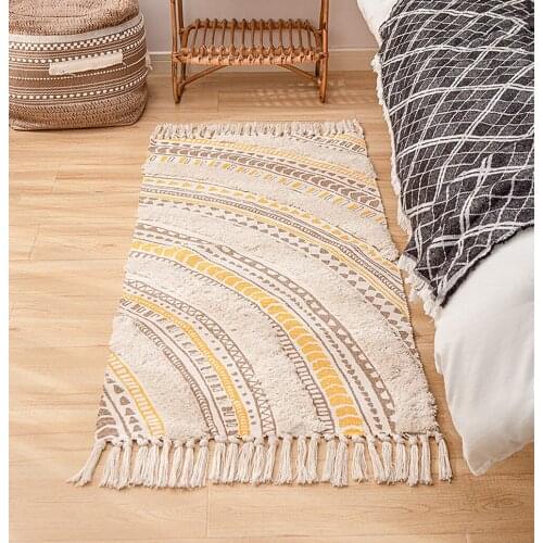 Morocco Tufted Stripe Wave Shag Rug Hand Woven Area Rugs with Anti Skid Pad Throw Rug Machine Washable Bath Mat,Doormat Carpet