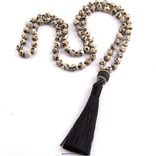Fashion Bohemian Tribal Jewelry Stones Beads Knotted Handmake Paved Druzy Tassel Necklace For Women Lariat Necklaces