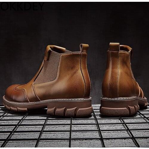 Leather and cashmere Martin boots men 2020 new mens casual warm cotton boots fashion trend Chelsea boots leather boots