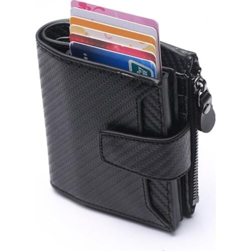 Bycobecy Wallet Card Holder RFID Anti Protect Blocking Card Men Wallet Leather With Coin Pocket Multifunctional Business Wallet