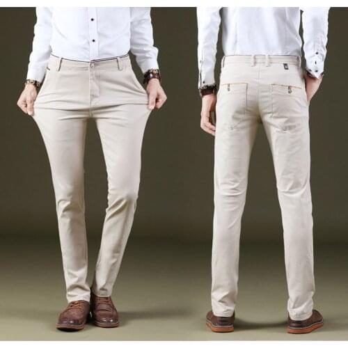 2021 New Classic Mens Black blue gray Casual Pants Business Fashion Slim Fit Cotton Stretch Trousers Male Brand Clothing