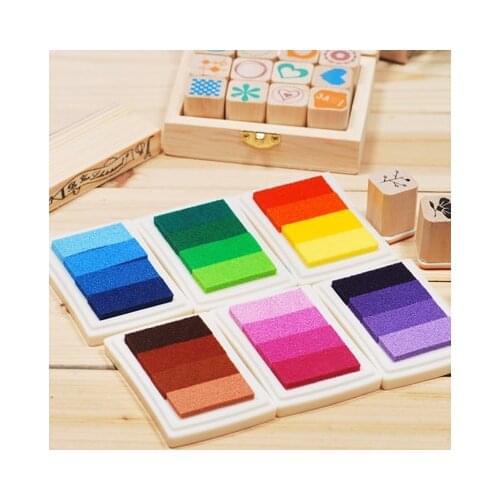 New 2021 Child Craft Oil Gradient Color Based Diy Ink Pad Rubber Stamps Paper Scrapbooking 15 Colors Inkpad Finger Paint