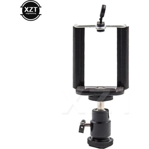 Portable Bracket For Camera Tripod LED Light Flash Bracket Holder Mount 1/4 Hot Shoe Adapter Cradle Ball Head with Phone Clip