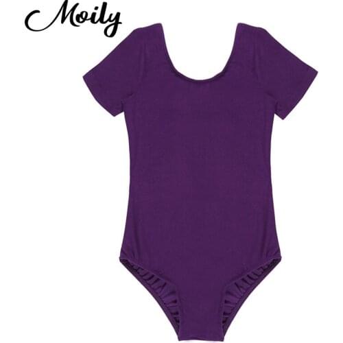 Professional Kids Girls Short Sleeves Stretchy Gym Ballet Dance Costumes Performance Toddler Cotton Gymnastics Leotard Dancewear