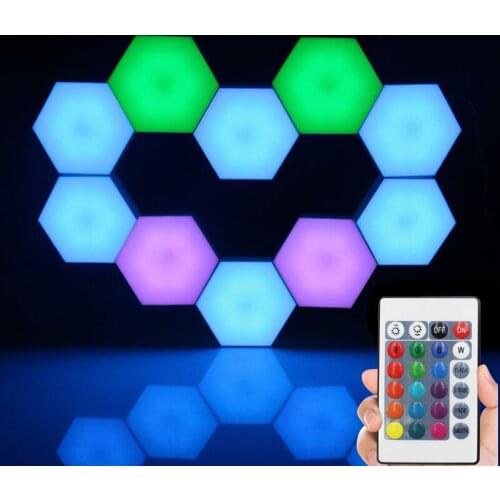 Hexagon Wall Lamp Quantum With Touch LED Remote Control Night Lights For Home Bedroom Living Room Indoor Lighting Decoration