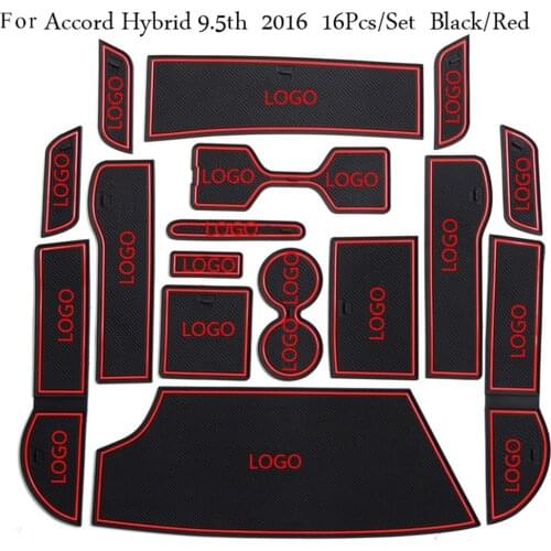 16PCS/Set Replacement for Honda Accord Hybrid 9.5th 2016 Car Door Pad Gate Slot Mat Anti-Slip Cup Holder Mat Cushion