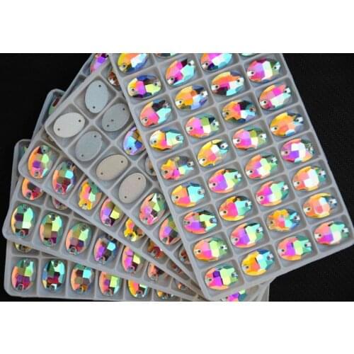 All Size Glass Crystal Oval Sew on stone Crystal clear AB 7*10mm,10*14mm,11*16,13*18,17*24mm sewing jewelry beads dress making