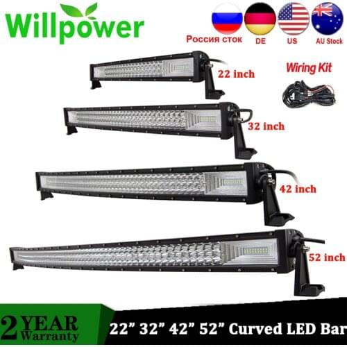 Willpower 22 32 42 52 inch Tri-row Curved LED Bar 270W 405W 540W 675W Combo Offroad LED Work Light Driving Lamp 4x4 4WD Truck