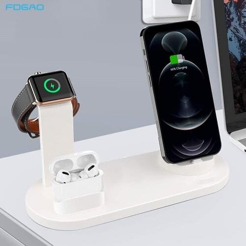 FDGAO 3 in 1 Charging Dock Station For Apple Watch 6 5 4 3 2 1 Airpods Pro iPhone 12 11 X XR XS 8 7 6 6S Plus USB Charger Stand