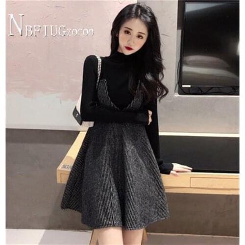 2020 New Fashion Temperament Women Sets Knitting Sweater And Dress Female Sets