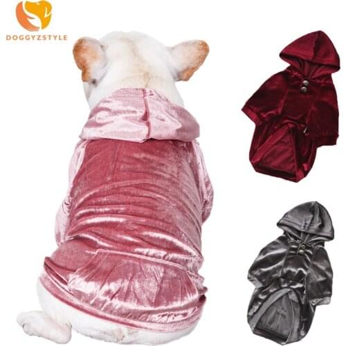 Winter Dog Clothes Warm Windproof Gold Velvet Pet Dog Coat Jacket Fashion Style Dog Hoodie Puppy Cloting For French Bulldog