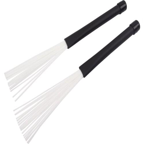 1 Pair Professional Retractable Jazz Drum Brushes Adjustable Telescopic Handle Nylon Drum Brush with Rubber Sleeves