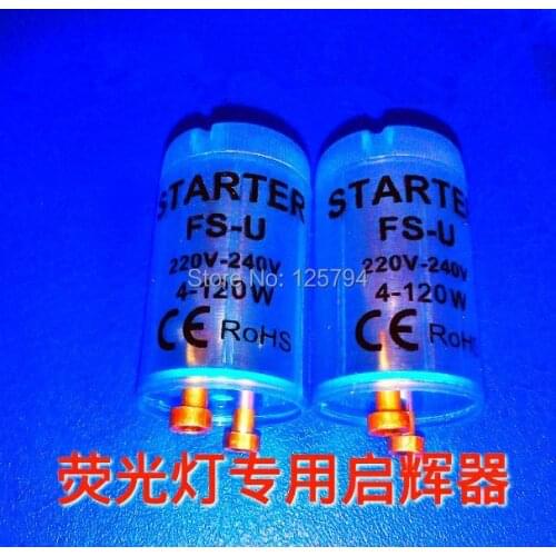 10pcs/lot fluorescent tube fuse starter with blue clear housing AC220V-240V 4-120W fluorescent lamp Fuse starter pass CE ROHS