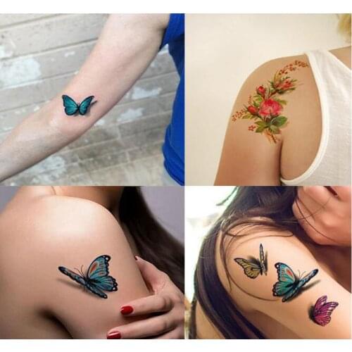 200pcs/lot Cartoon 3D Bowknot Tattoos Stickers Simulation Flowers Water-proof Temporary Tattoos Tattoos & Body Art HA1773