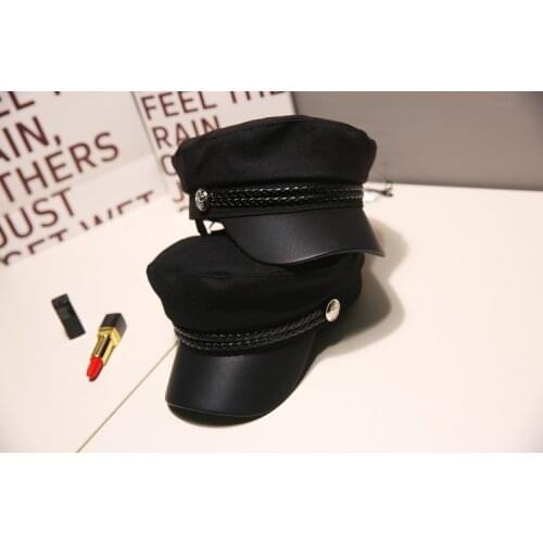 2020 High Quality Casual Military Cap Man Woman Cotton Beret Flat Hats Captain Cap Sailor Hats Flat Top Female Travel Cadet Hat