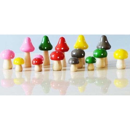 3 Pcs/Set Wood Mushrooms Miniature Fairy Garden Home Decoration Craft Micro Landscape Decor DIY Gift Moving Forest Accesorios