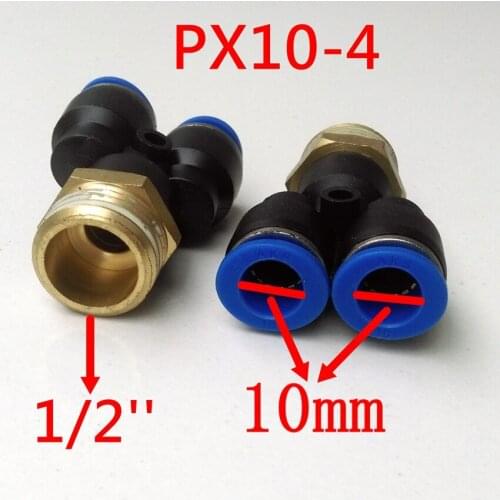 5pcs/lot Pneumatic Air Fitting O.D 10mm 1/2'' Y Shape Quick Fitting Connector PX 10-4