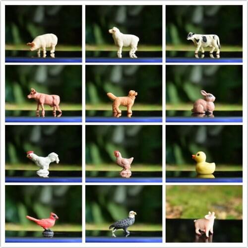 Fairy Garden Miniature Accessories Decor Farm Small Animal Model Horse Dog Cat Pig Chicken Duck Bird Action Figure Figurine Toys