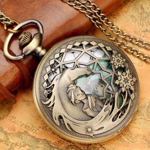 Antique Popular Japanese Movie Theme Spirited Awey Lovely Girl Quartz Pocket Steampunk FOB Watch Souvenir Gifts for Girls Kids