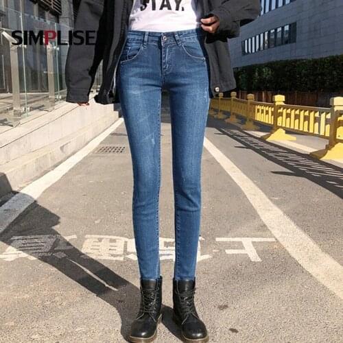 Denim Jeans Trousers Blue Female Skinny Jeans Pencil Pants 2021 Autumn Ladies Slim Jeans Leggings Blue Grey Mujer Pantalon Femme