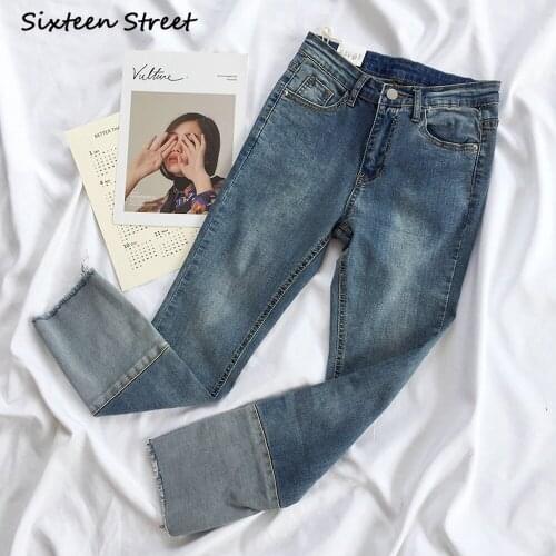 Jeans for Women Comfortable Trousers Stitching High Waist Elasticity Denim Pants Y2k Aesthetic Distressed Vintage Streetwear