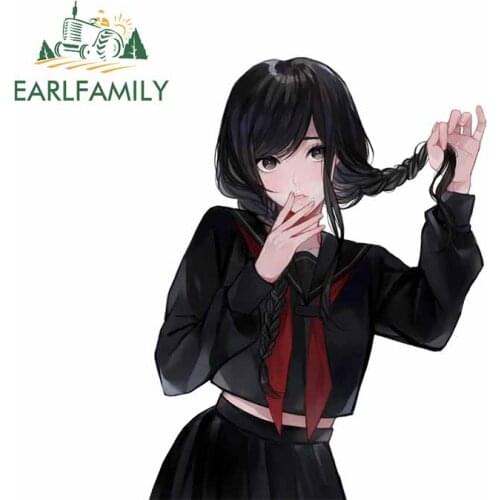 EARLFAMILY 13cm x 10.3cm For Anime Girl Waterproof Car Sticker Scratch-Proof Decal Car Door Protector Vinyl Material Decoration