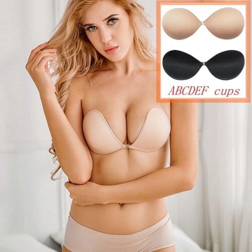 EF Big Cups Invisible Bra Silicone Magic Bras Women Push Up Lingerie Strapless Bra Nvisible Fox Gathered Bra Underwear Women Bra