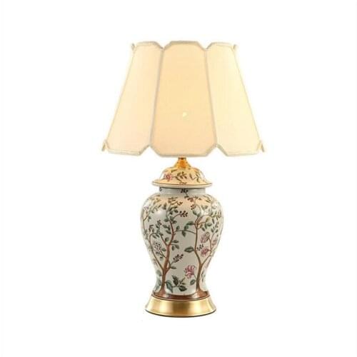 High End Chinese Ceramic Fabric E27 Table Lamp for Living room Bedroom Study Deco Lighting H 68cm 80-265V 2147